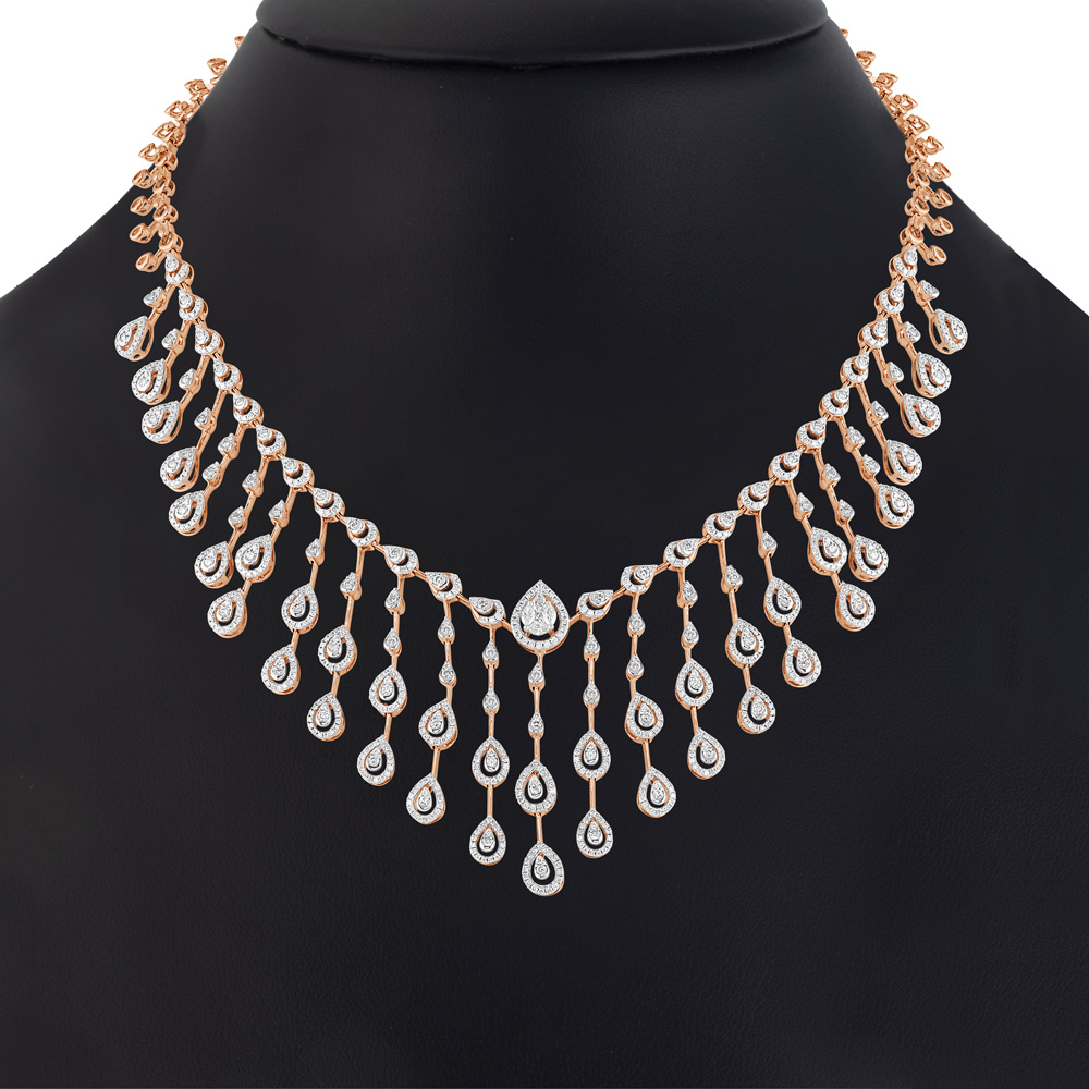 Buy Resplendent Drop Design Diamond Necklace OSN23A15 D400X2B Online at ORRA