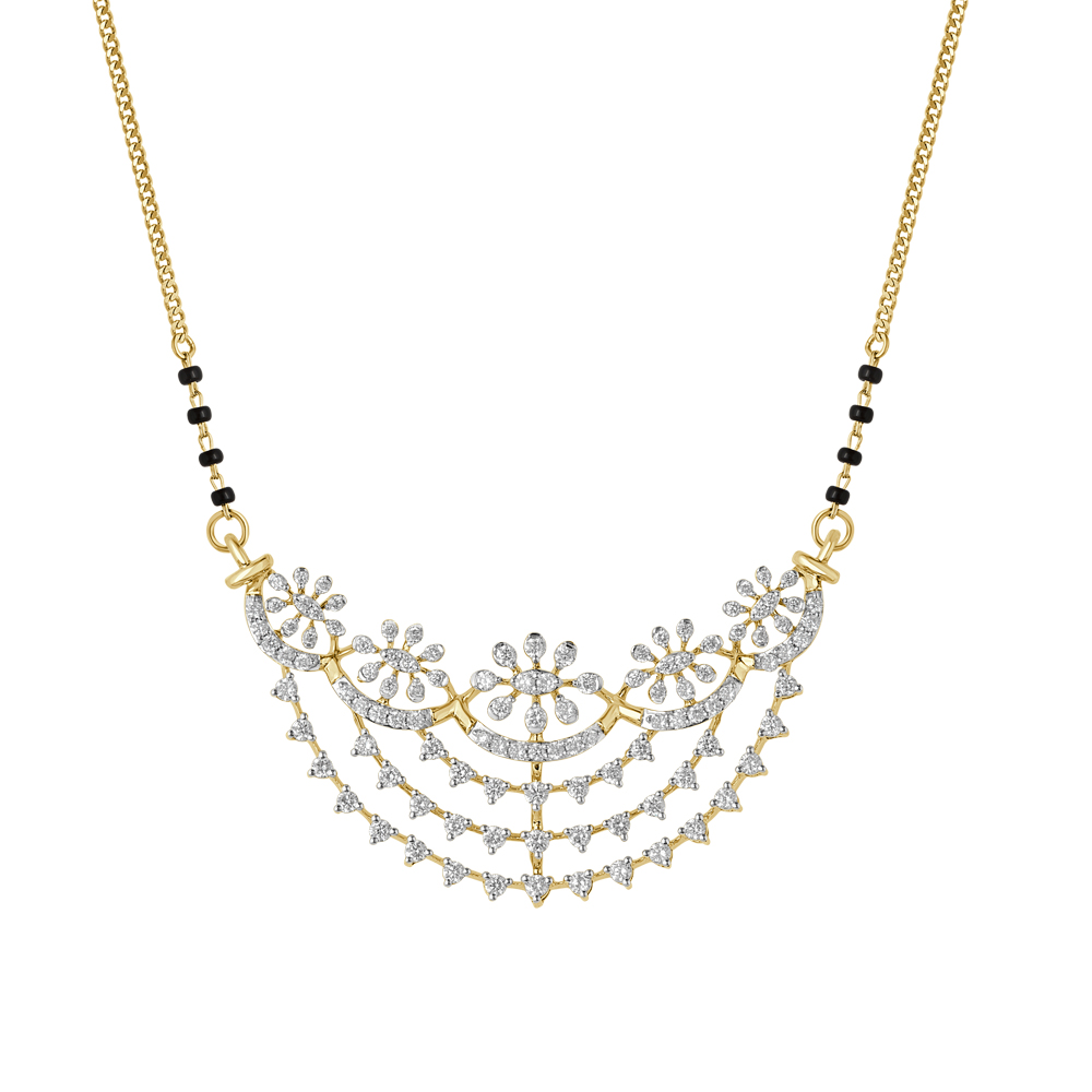 Buy Classic Yellow Gold Diamond Mangalsutra OTN23004 D300R0B Online at ORRA